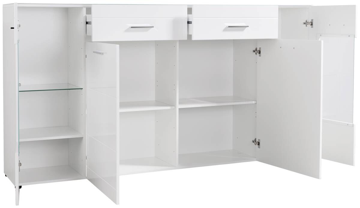 Highboard Atlanta weiß Hochglanz perlweiß Optik B/H/T: ca. 210x111x40 cm