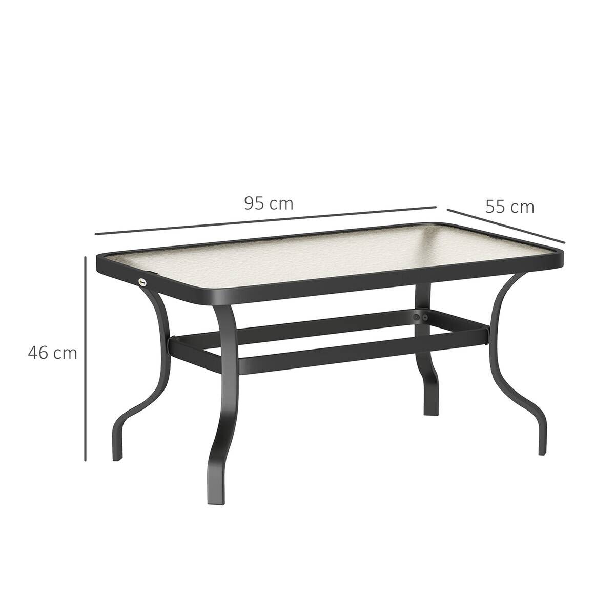Outsunny Couchtisch schwarz Metall B/H/L: ca. 55x46x95 cm