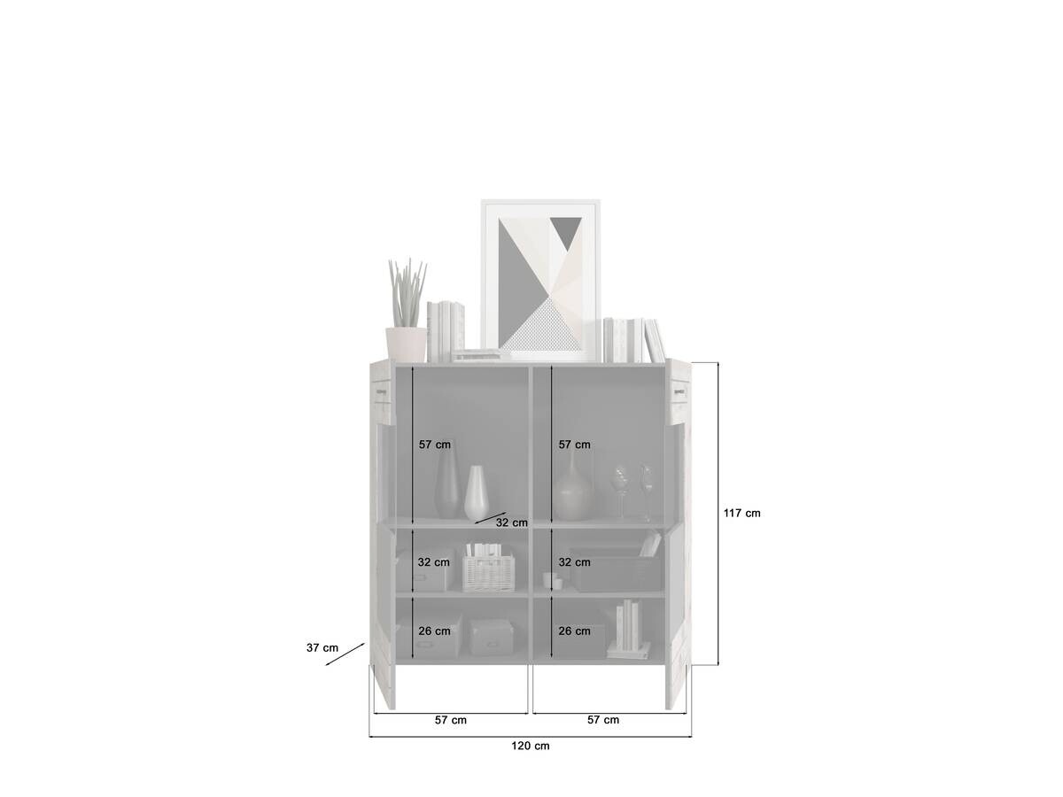Wohnwand Freno grau matt Eiche Nox Oak Nachbildung B/H/T: ca. 350x195x40 cm