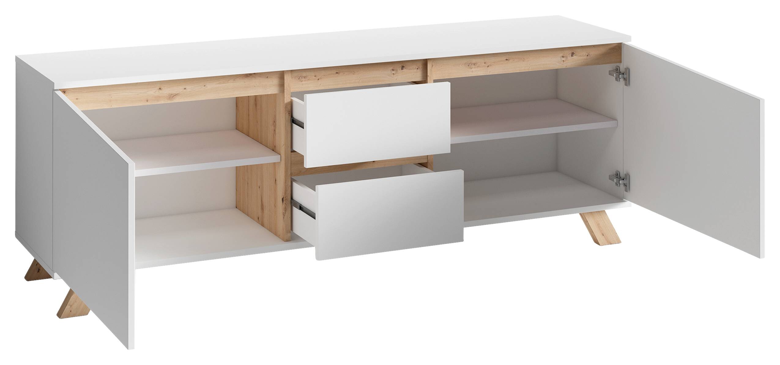 TV-Board VALENTIN weiß Eiche Nachbildung B/H/T: ca. 160x60x38 cm