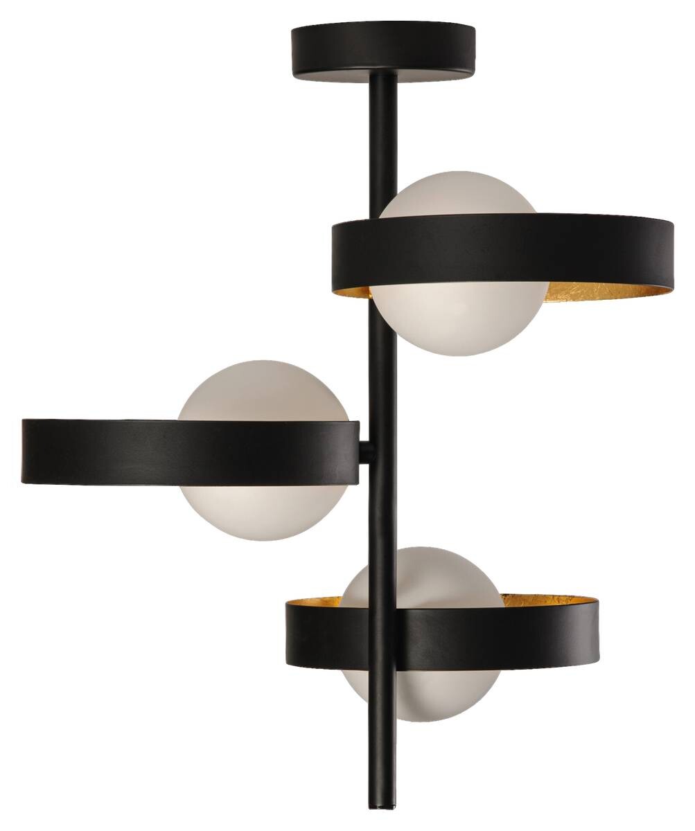 LEDVANCE Deckenleuchte Memphis schwarz gold weiß Metall Glas H/D: ca. 42,5x31,5 cm G9 3 Brennstellen