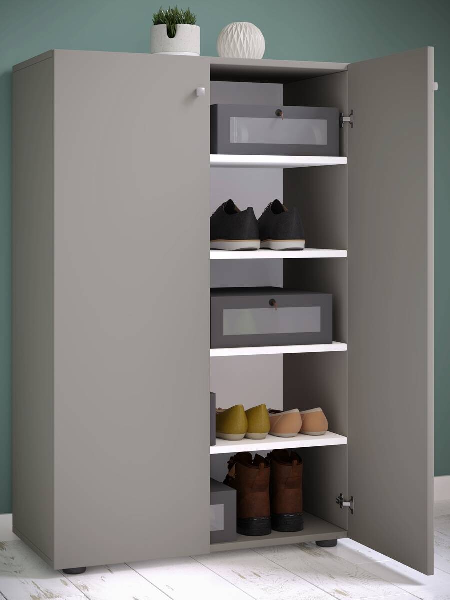 Schuhschrank Lona grau weiß B/H/T: ca. 70x110x39 cm