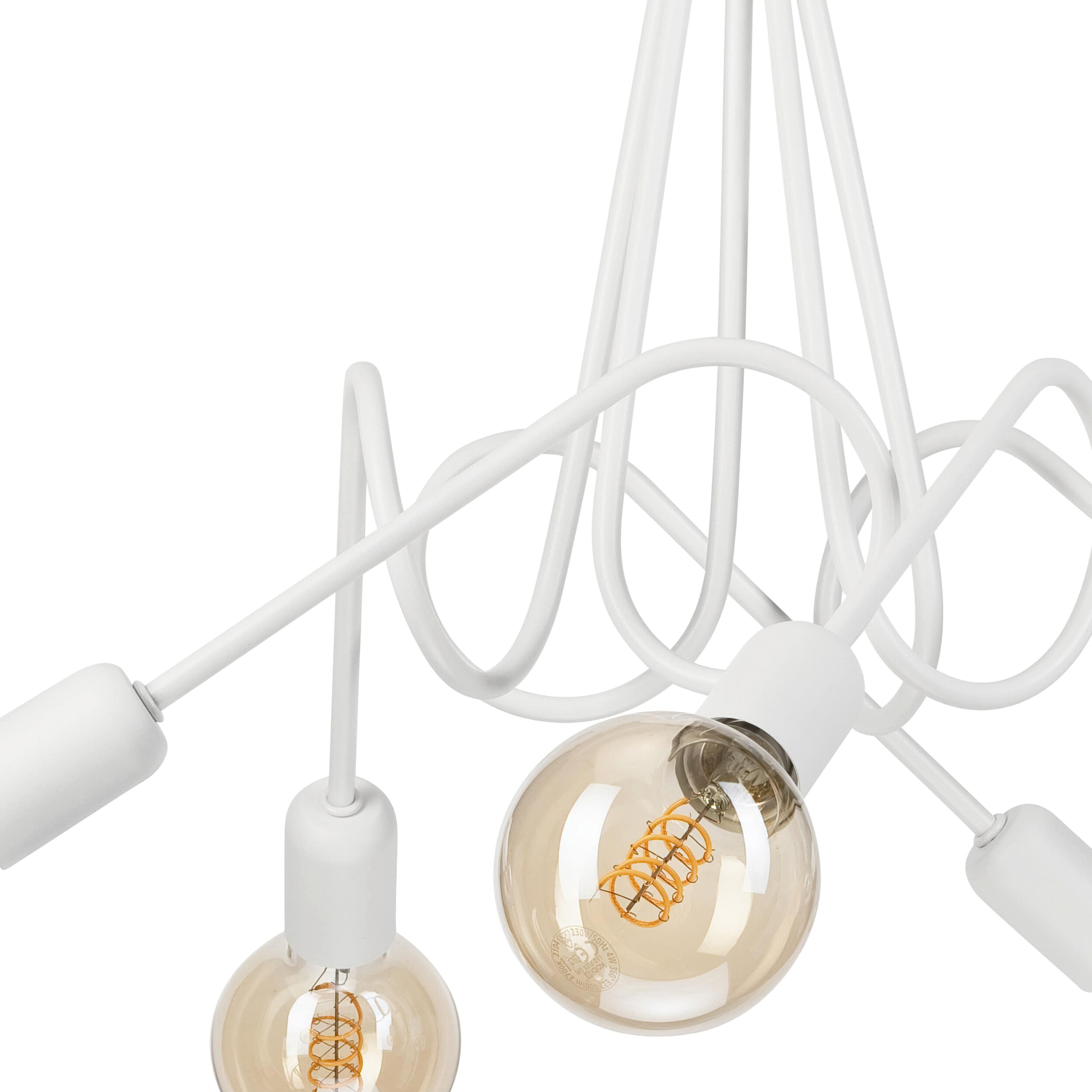 Lamkur Kronleuchter weiß Stahl B/H/L: ca. 39x54x54 cm E27 5 Brennstellen