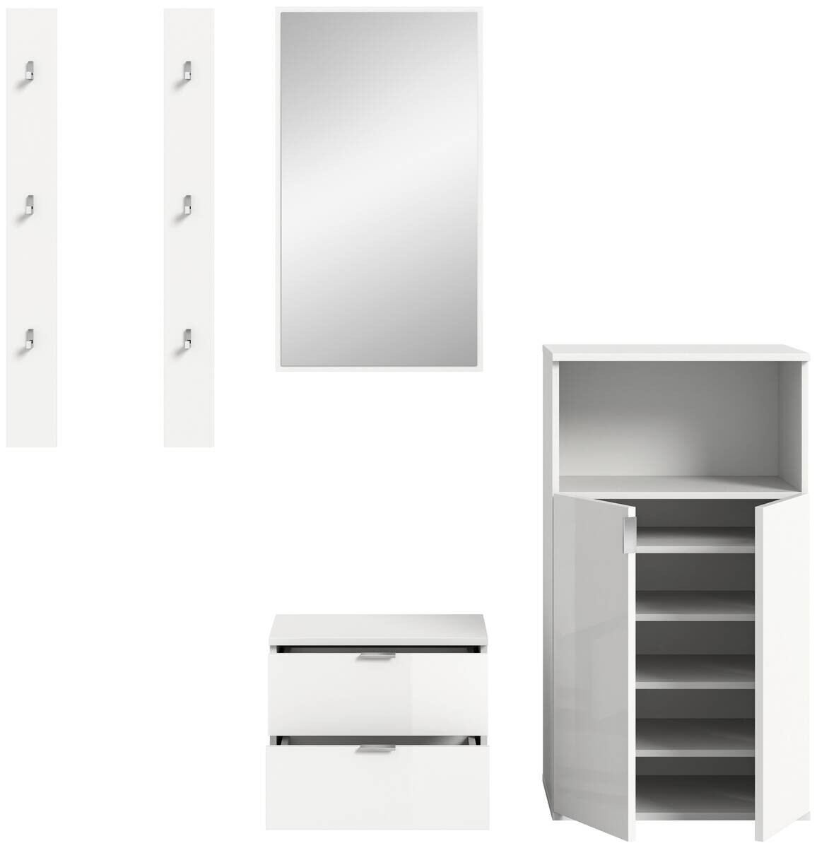 Garderobe PROJEKT X weiß weiß Hochglanz B/H/T: ca. 179x191x37 cm