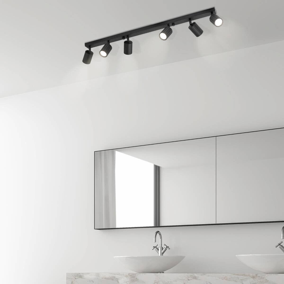 Lamkur Strahler Prisma schwarz Stahl B/H/L: ca. 6,5x16,5x117 cm 6 Brennstellen