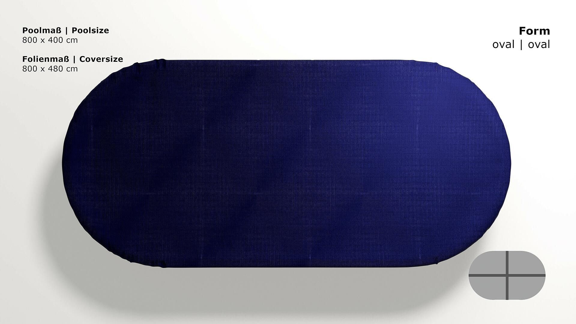 Grasekamp Abdeckplane für Pool oval royalblau Kunststoff B/L: ca. 400x800 cm