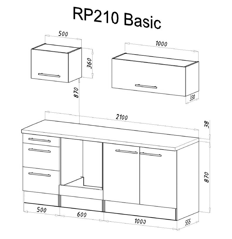Respekta Küchenblock Amanda Beton Optik B/H/T: ca. 210x200x60 cm