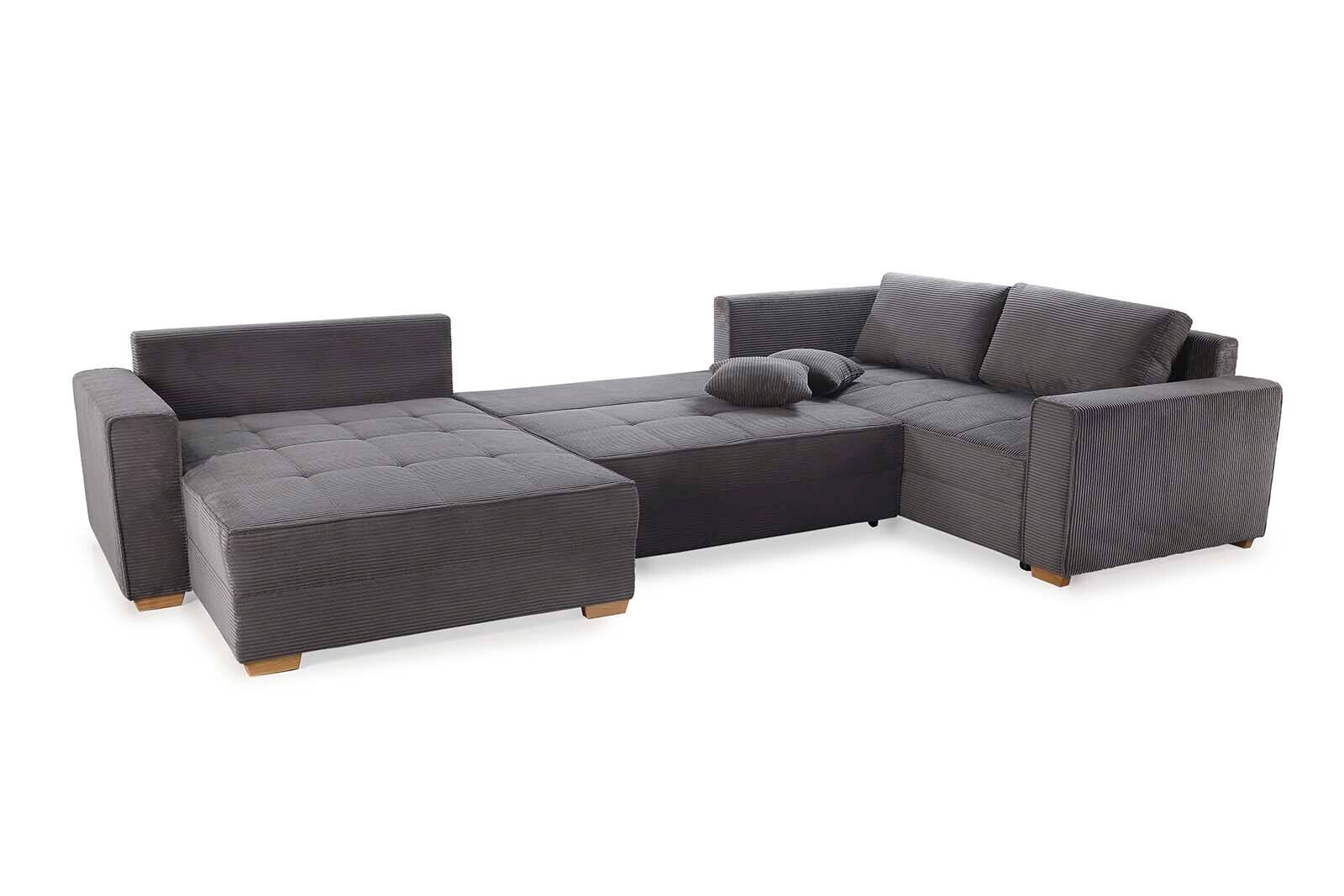 Wohnlandschaft grau Microfaser B/H/T: ca. 379x86x227 cm