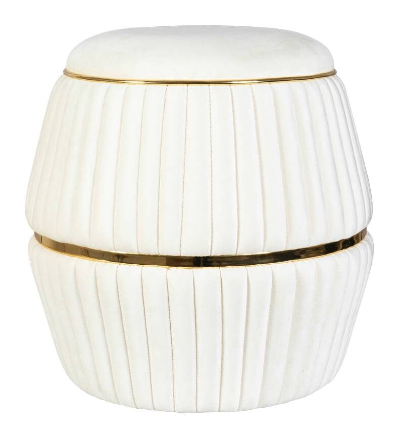 360 Living Hocker Doric 200 elfenbein gold H/D: ca. 53x51,5 cm