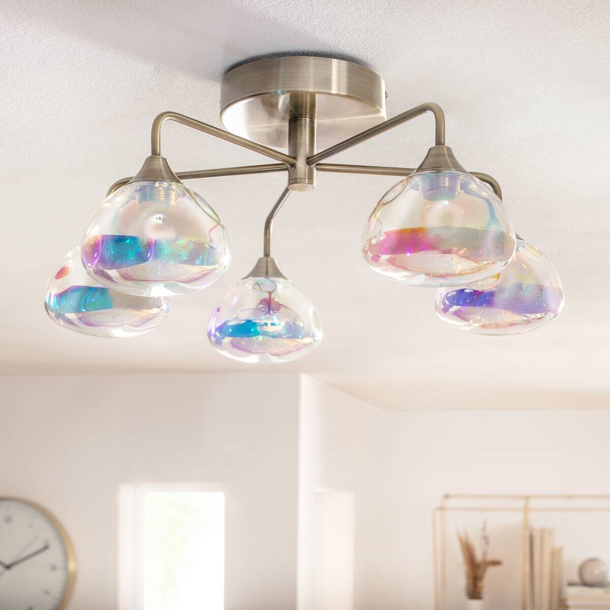 Näve Leuchten Deckenleuchte 1367645 messing Metall Glas B/H/T: ca. 50x23x50 cm null 5 Brennstellen