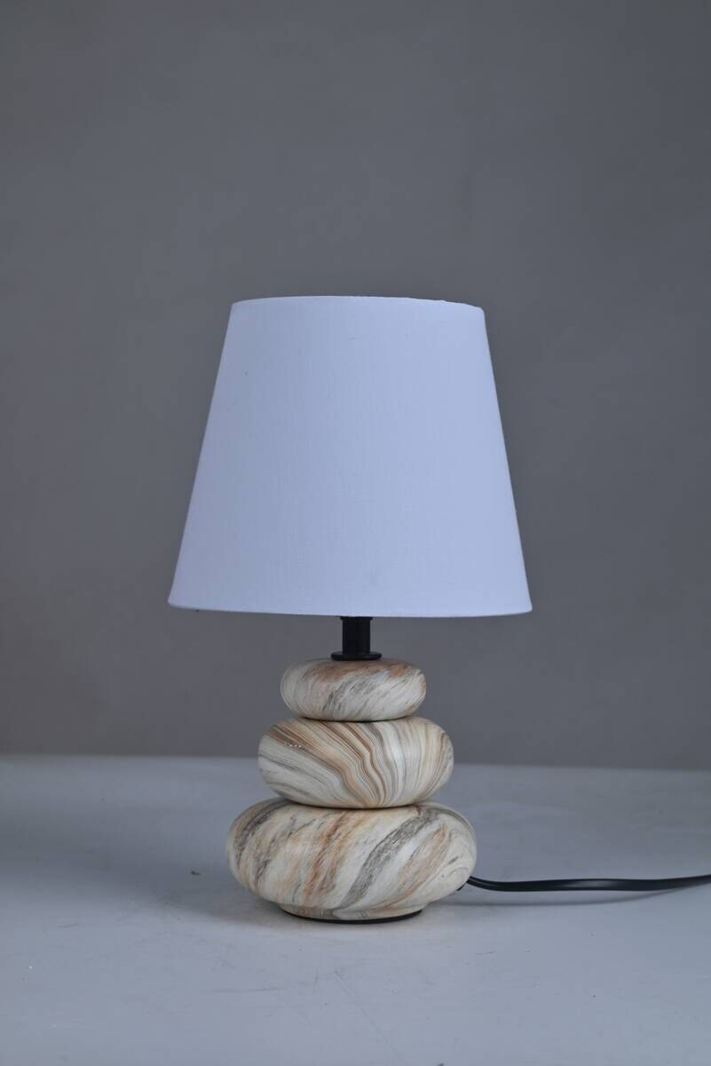 POCOline Keramik_Tischleuchte Adriana beige braun weiß Keramik B/H/L: ca. 16,5x17,5x16,5 cm E14 1 Brennstellen