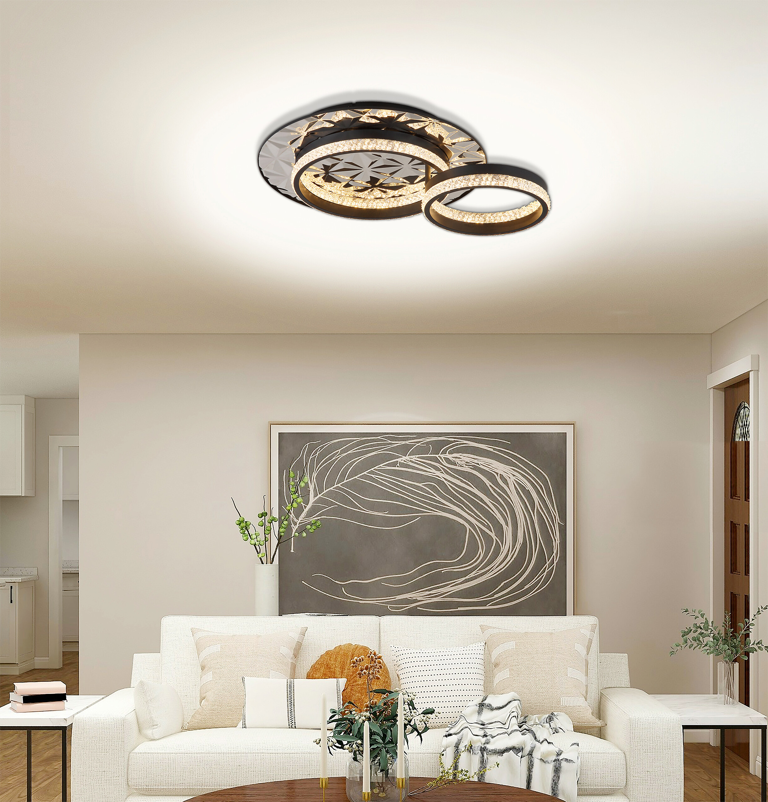 POCOline LED-Deckenleuchte Biagio schwarz Chrom Metall Acryl B/H/L: ca. 40x14x50 cm