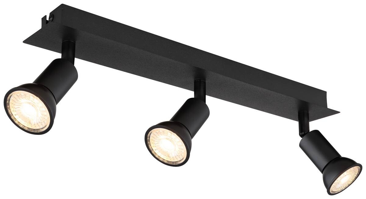 GLOBO Spotbalken 57998-3 schwarz Metall B/H/L: ca. 6x9x40 cm 3 Brennstellen