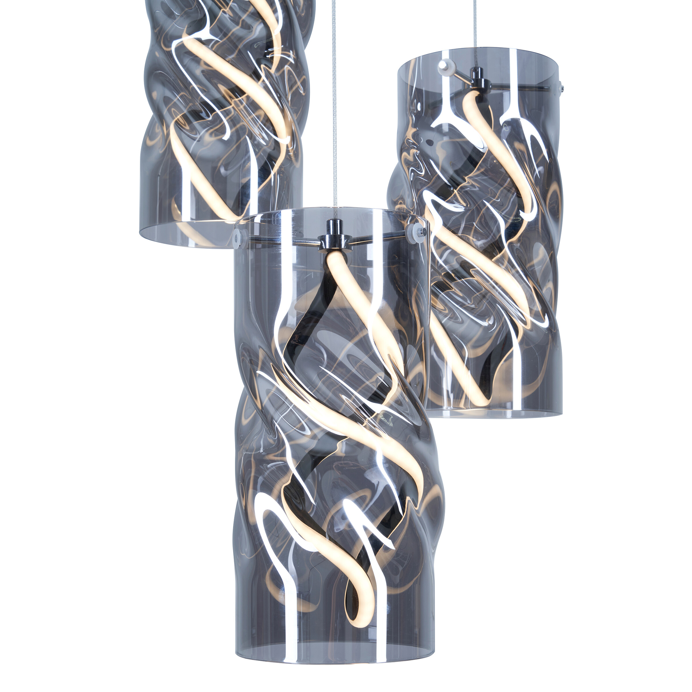 POCOline LED-Pendelleuchte Isabella schwarz Metall Glas H/D: ca. 120x39,5 cm