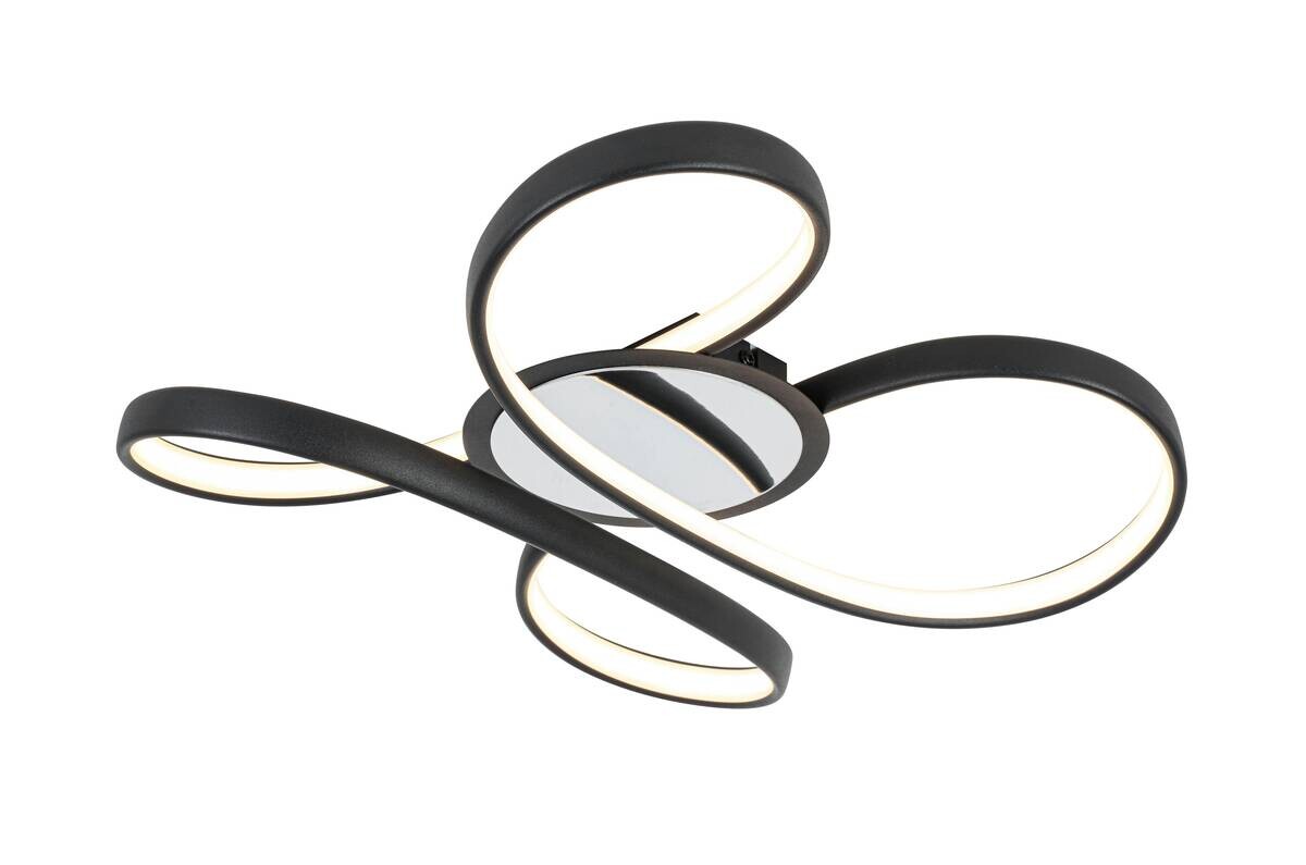 Nolo LED Deckenleuchte Markus Chrom schwarz Kunststoff Metall B/H/L: ca. 48x12x48 cm 2 Brennstellen