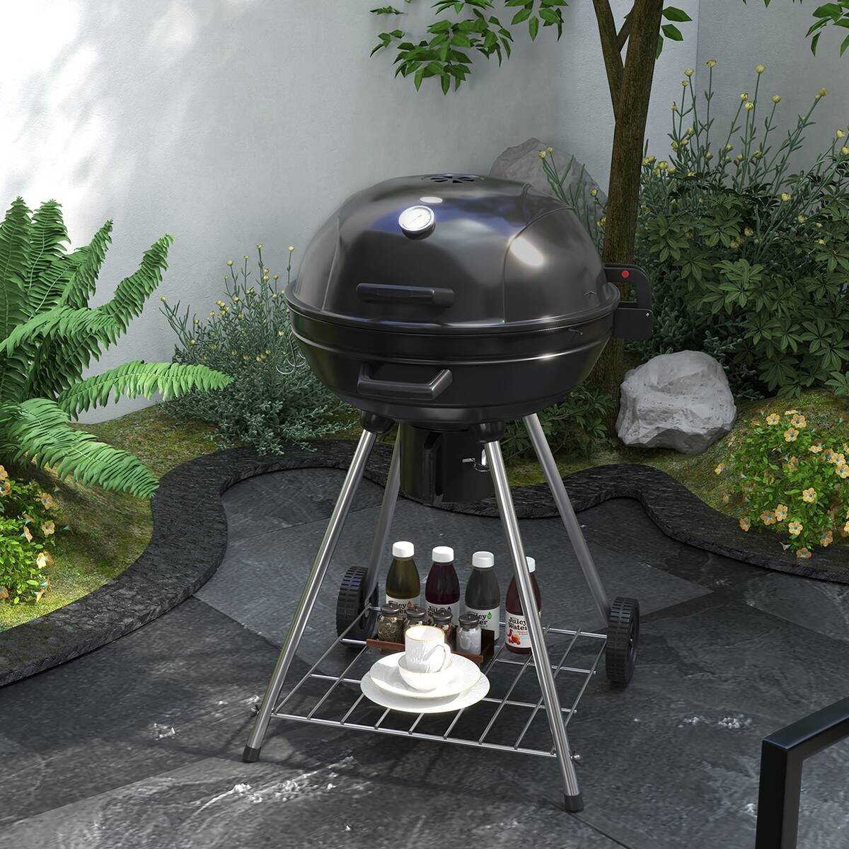 Outsunny Grill Edelstahl B/H/L: ca. 55x65x89 cm