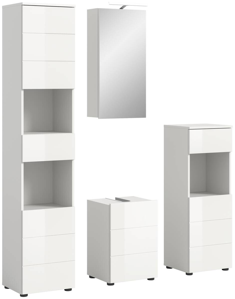 Badezimmer-Set VIRA weiß weiß Hochglanz B/H/T: ca. 144x190x34 cm