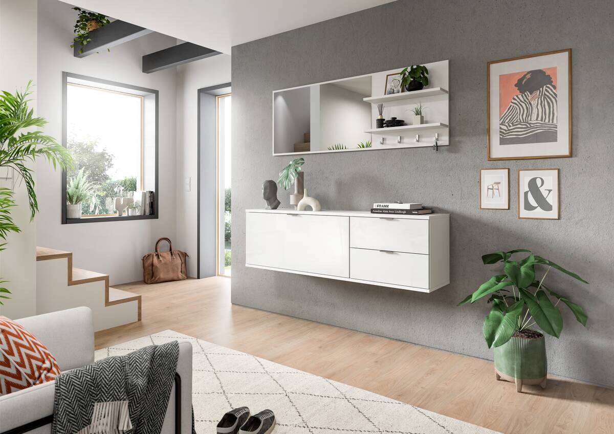 Garderobe PROJEKT X weiß weiß Hochglanz B/H/T: ca. 144x191x37 cm