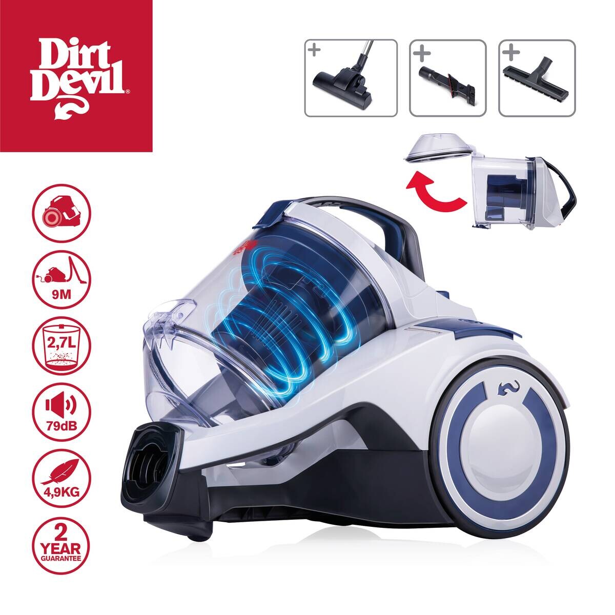 Dirt Devil Bodenstaubsauger grau rot blau B/H/L: ca. 29x36x49,5 cm