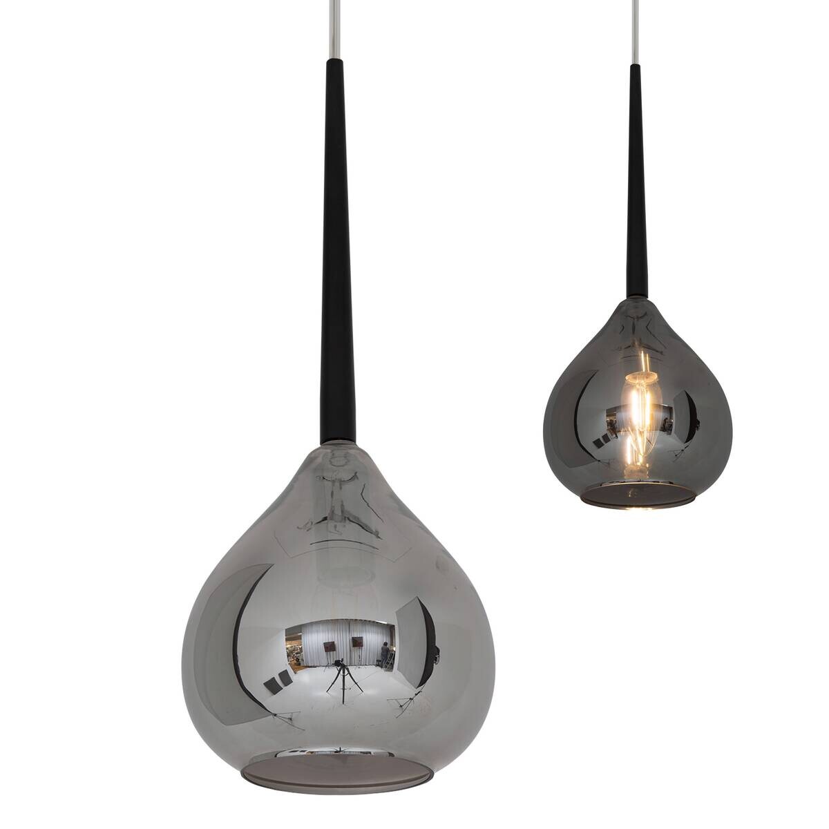 Näve Leuchten Pendelleuchte 6126997 anthrazit Kunststoff Metall Glas B/H/T: ca. 16x17x16 cm E14 1 Brennstellen