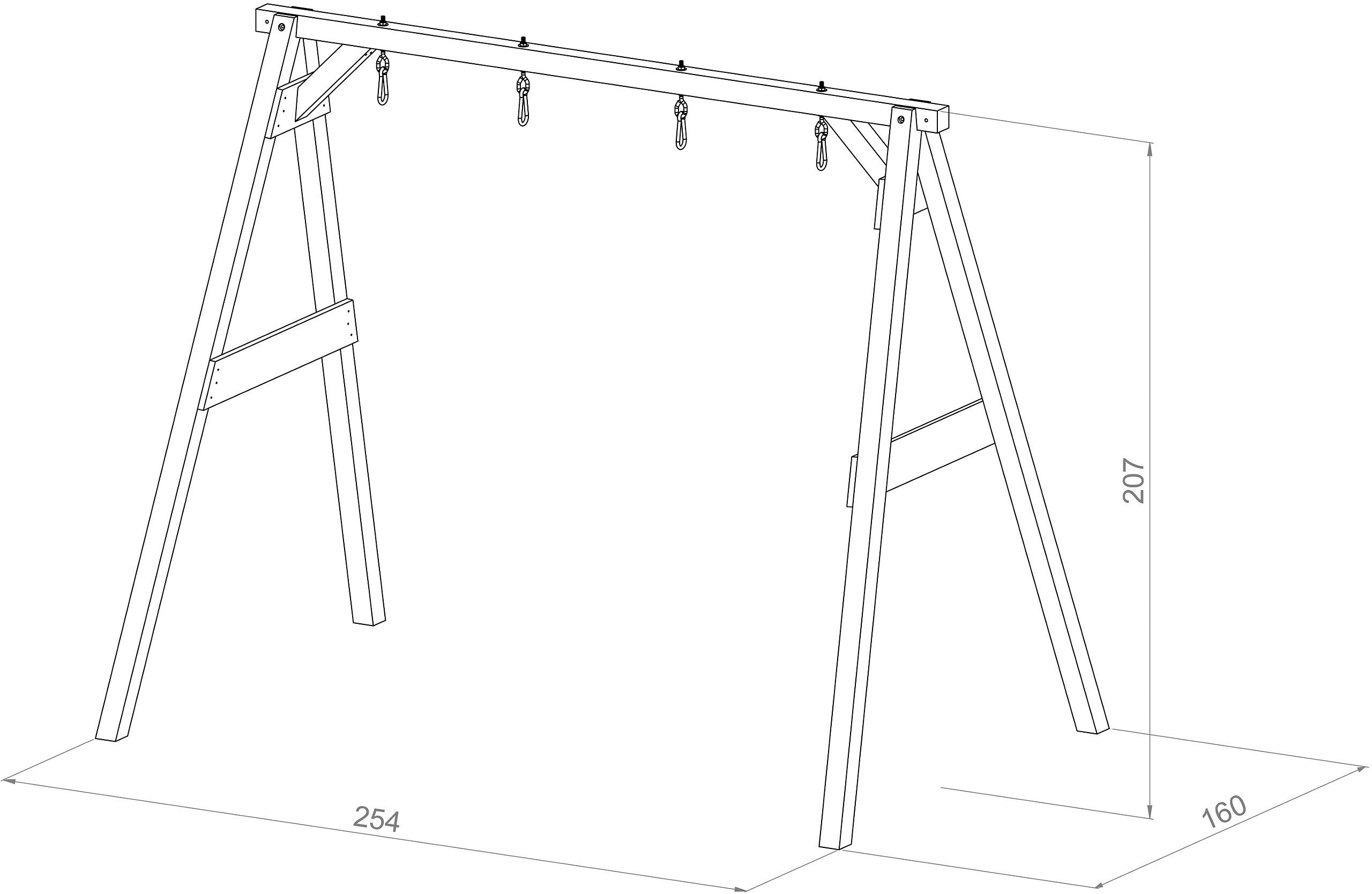 AXI Schaukel 4in1 SportsFun braun B/H/L: ca. 254x207x160 cm