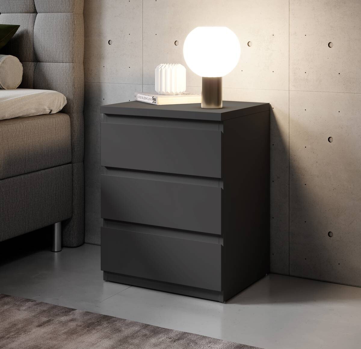 Nachtkonsole Olli Graphit B/H/T: ca. 45x61x38 cm