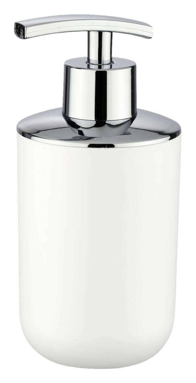 WENKO Seifenspender weiß silber Kunststoff B/H/L/D: ca. 7,3x16x9x7 cm
