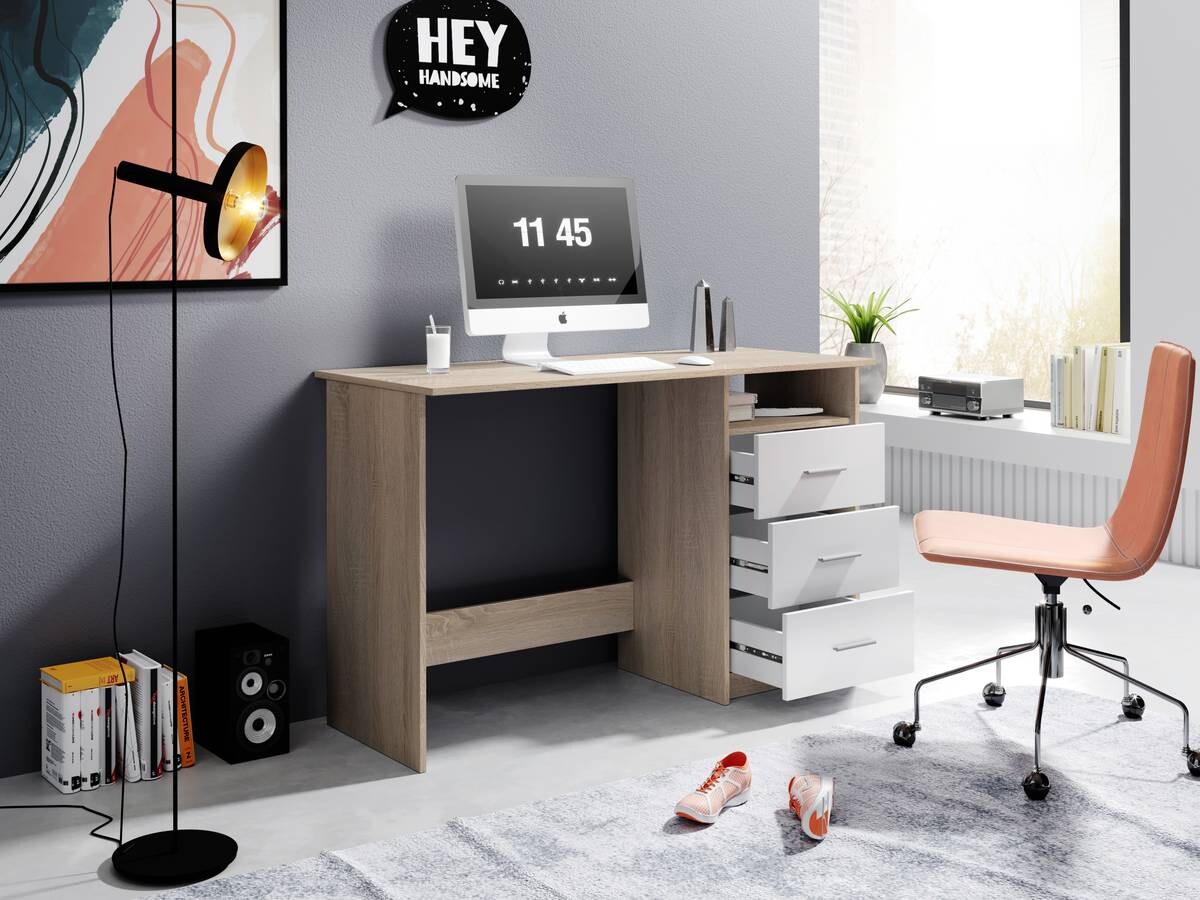 Schreibtisch Adria Eiche Sonoma Nachbildung weiß B/H/T: ca. 123x77x50 cm