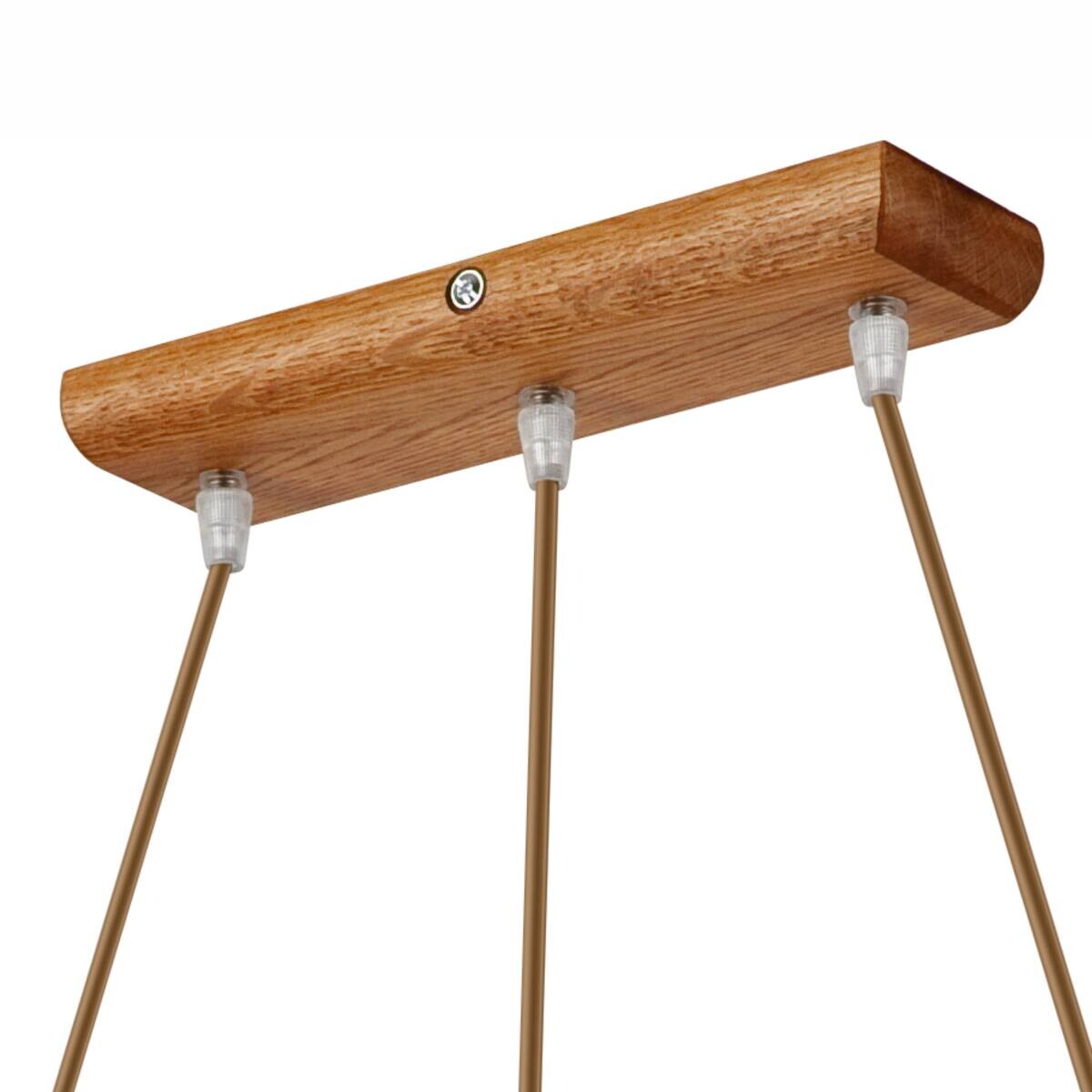 Lamkur Deckenleuchte Eiche rustikal Stahl Holz B/H/L: ca. 28x28x90 cm 3 Brennstellen