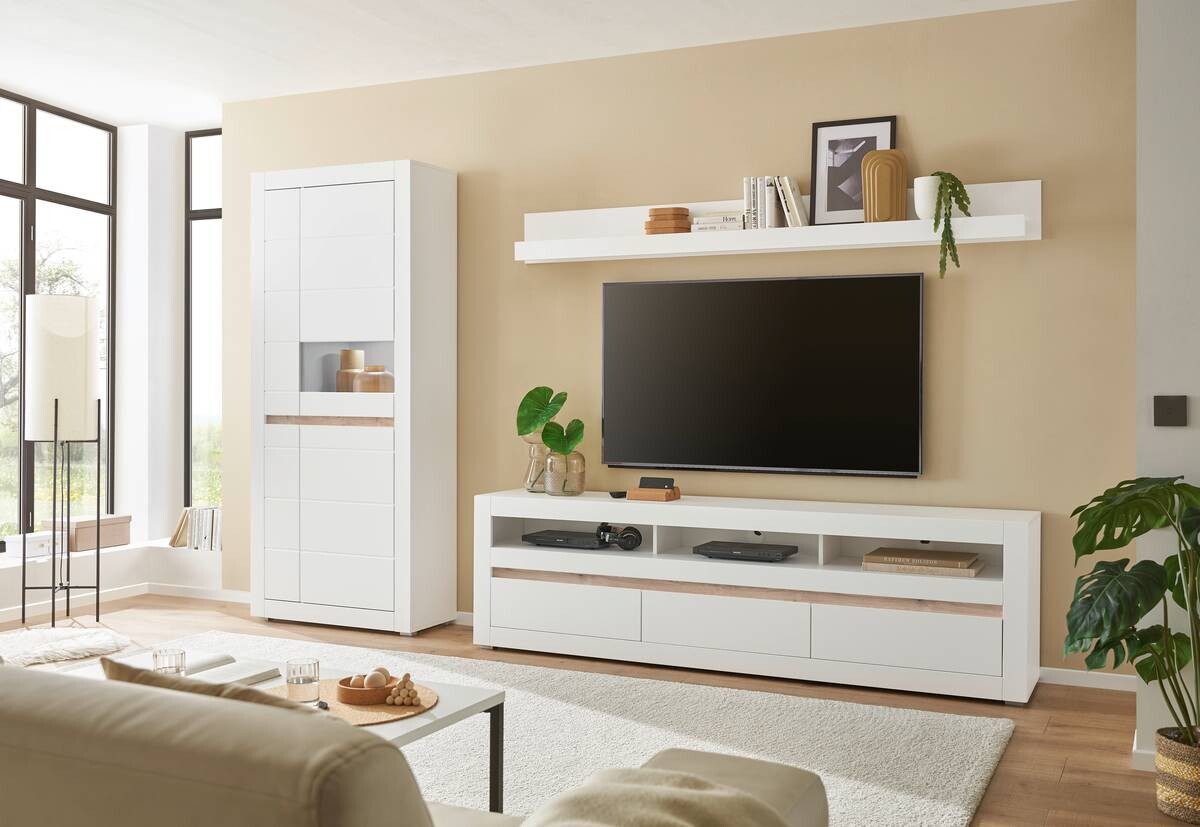 Wandboard Chester weiß matt B/H/T: ca. 217x22x18 cm