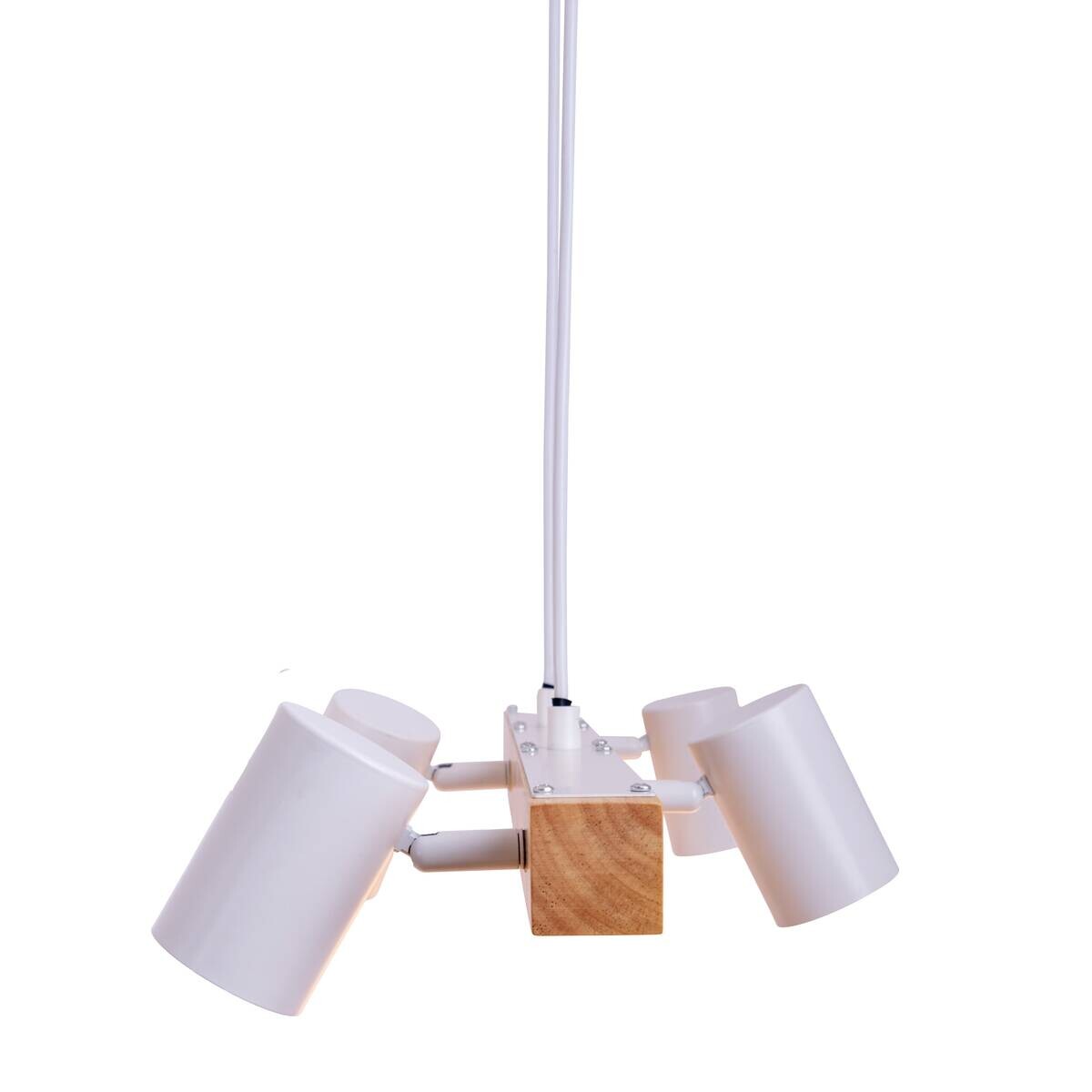 Näve Leuchten Pendelleuchte 7094523 weiß Metall Holz B/H/T: ca. 24x120x80 cm GU10 4 Brennstellen