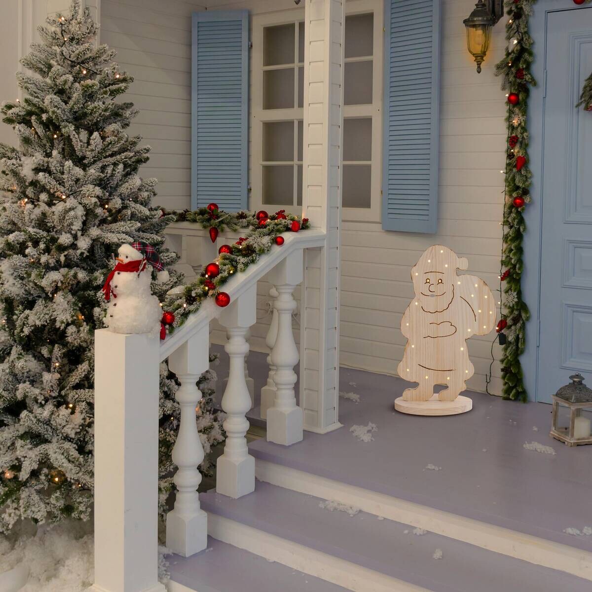 Näve Leuchten LED-Dekoleuchte Santa natur Holz B/H/T: ca. 13x49x31,5 cm