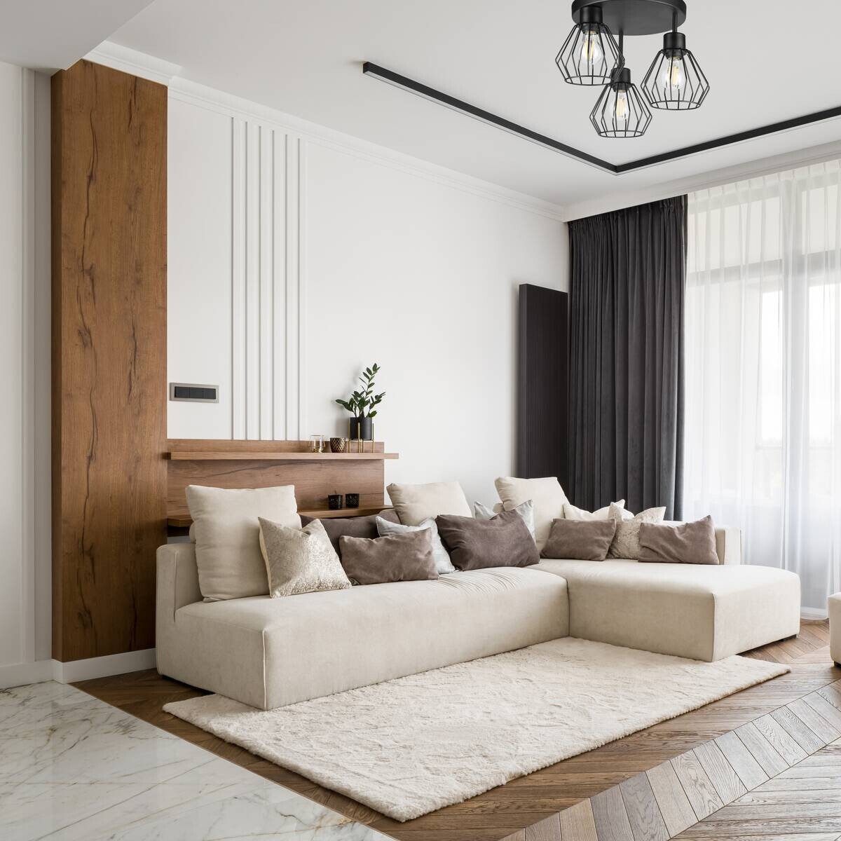 Lamkur Deckenleuchte Audrey schwarz Stahl Glas H/L: ca. 32x38 cm E27 3 Brennstellen