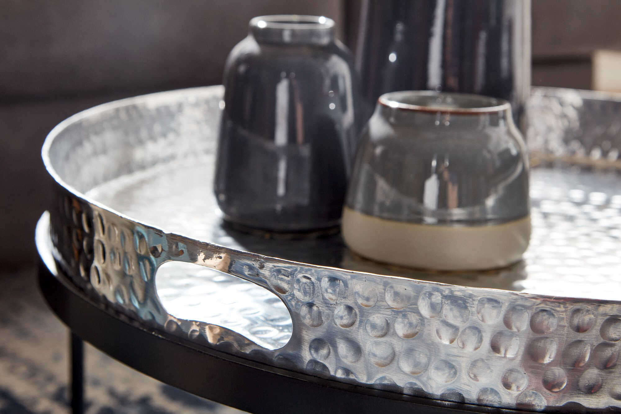 Wohnling Couchtisch 2er-Set. silber B/H/T: ca. 56x33x56 cm