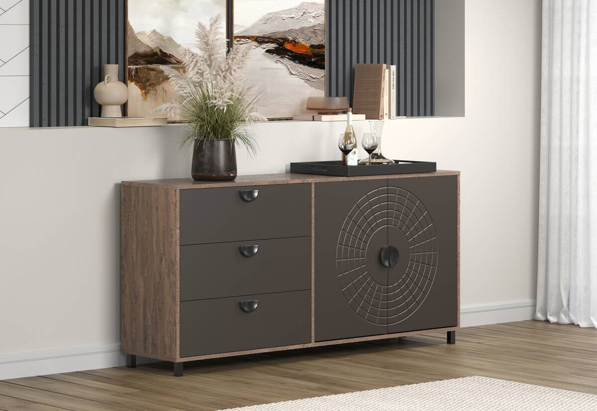 Sideboard Fusion Eiche dunkel Nachbildung bronze Optik B/H/T: ca. 176x86x42 cm