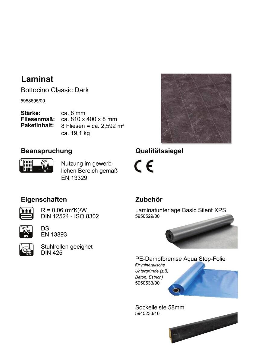 Jangal Laminatboden Bottocino dark ca.2,592 m² im Paket  B/L: ca. 81x40 cm pro Paket