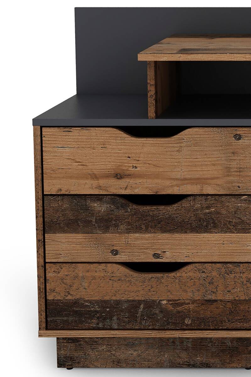 Schreibtisch BELFAST Eiche Old Wood Nachbildung anthrazit B/H/T: ca. 138x83,5x51,5 cm