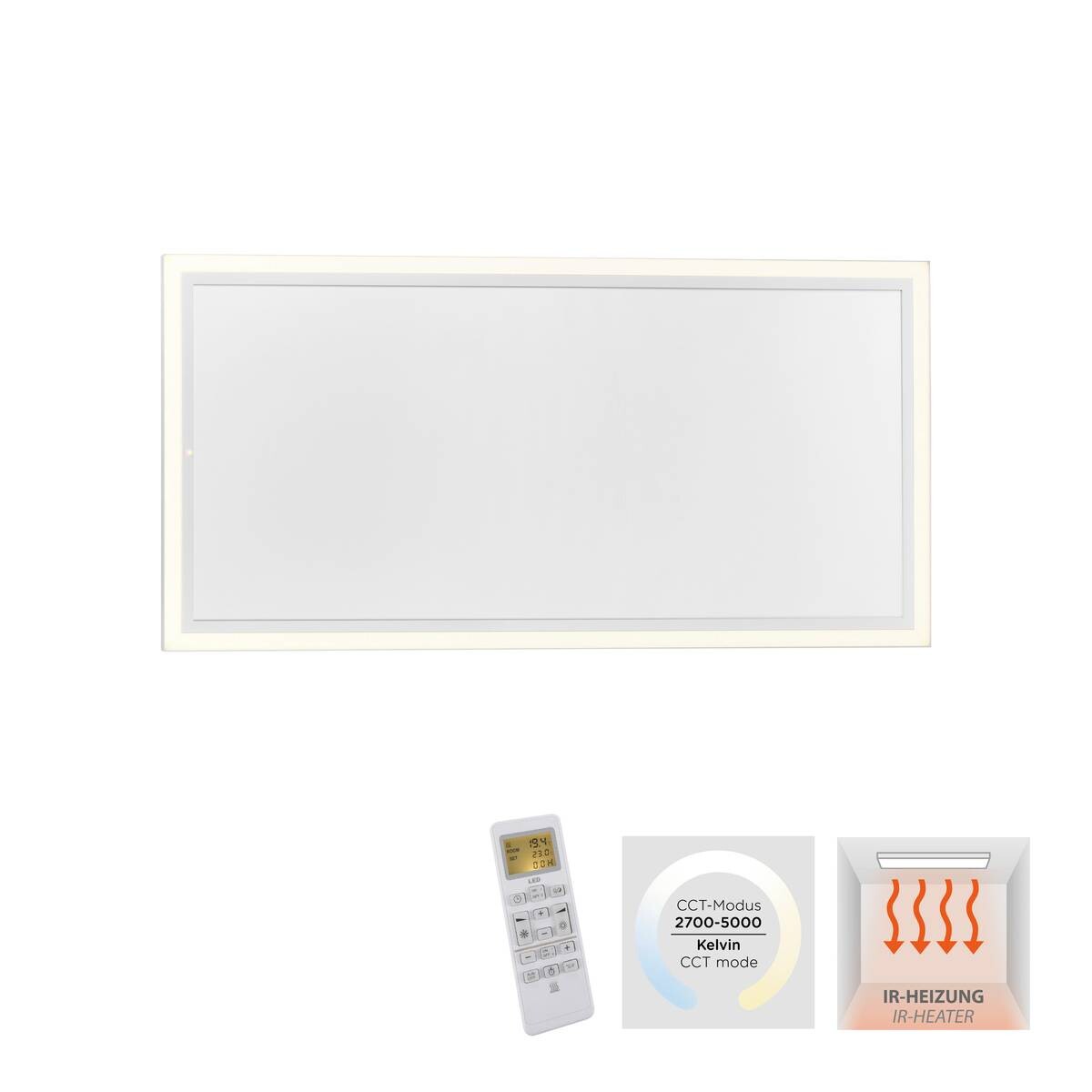 Just Light LED-Deckenleuchte mit Heizfunktion BEROA 18069-16 weiß Kunststoff Metall B/H/T: ca. 60x6,8x120 cm 1 Brennstellen