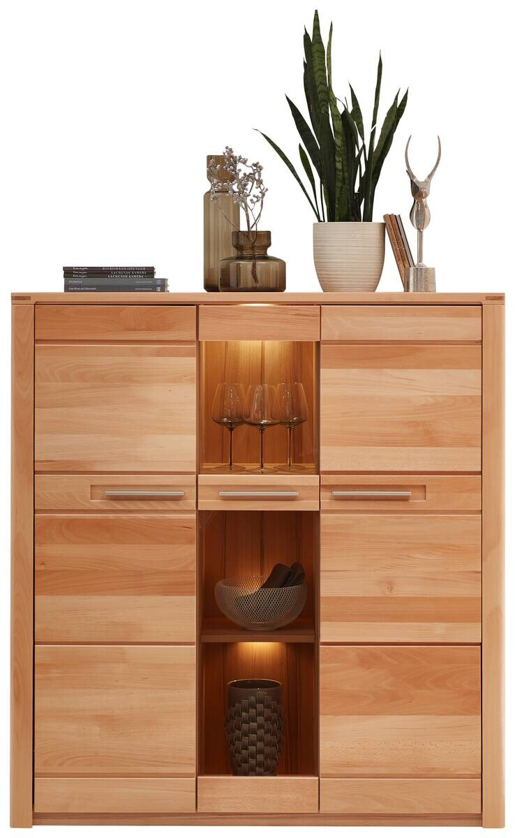 Highboard Nature One buche Nachbildung buche B/H/T: ca. 127x137x40 cm