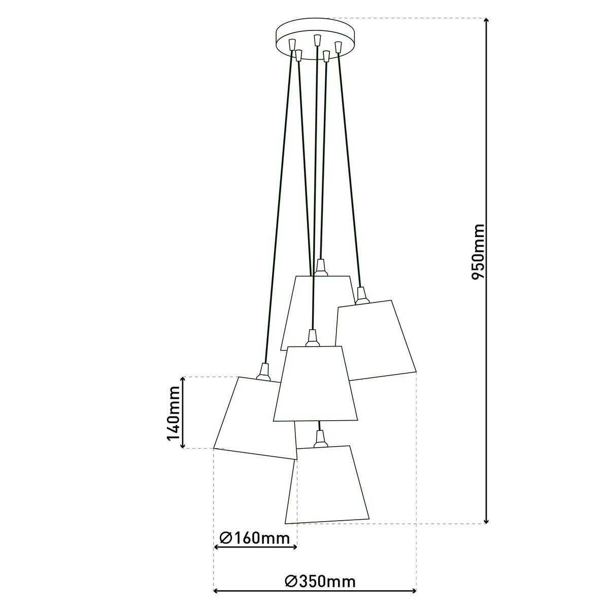 Näve Leuchten Pendelleuchte 7062511 beige Textil Metall B/H/T: ca. 16x14x16 cm E14 5 Brennstellen