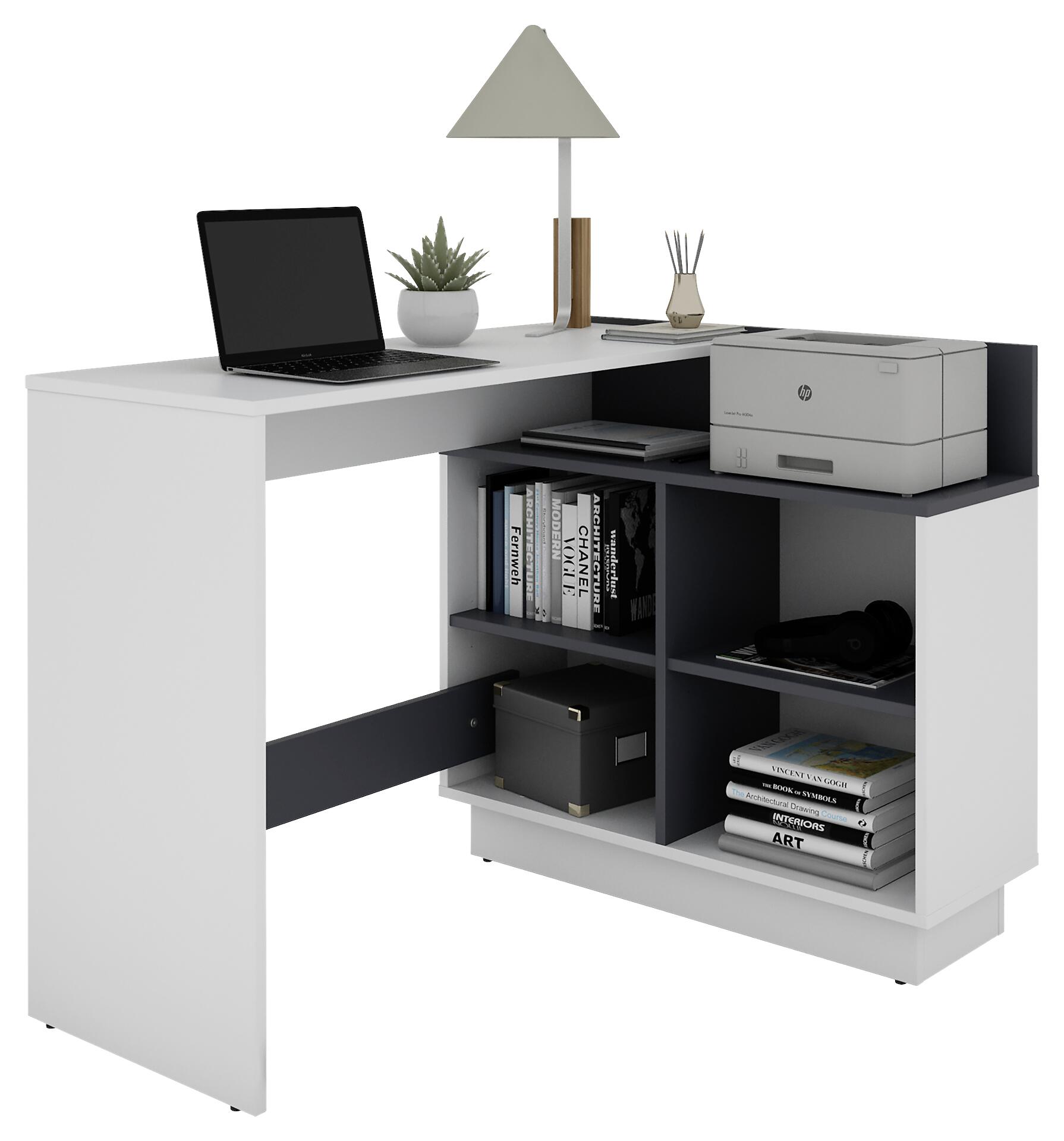 Eckschreibtisch BERNI weiß Graphit B/H/T: ca. 102x77,5x80 cm
