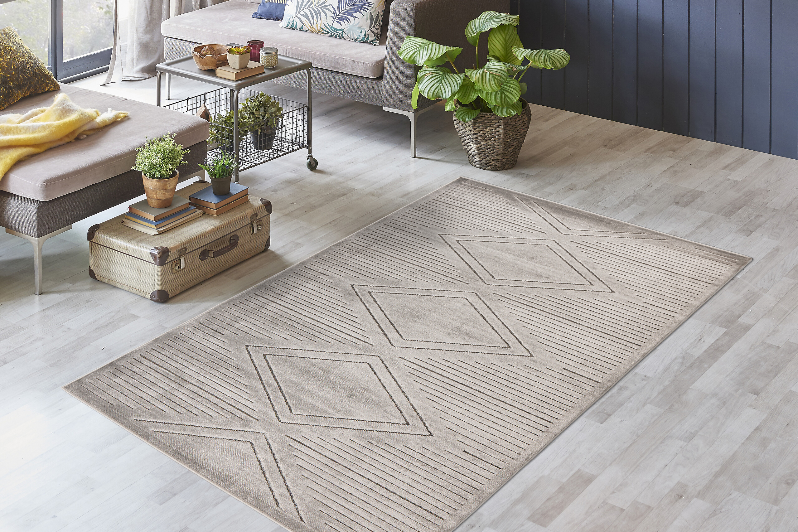 Kayoom Kurzflorteppich Madlen 125 grau B/H/L: ca. 160x0,9x230 cm