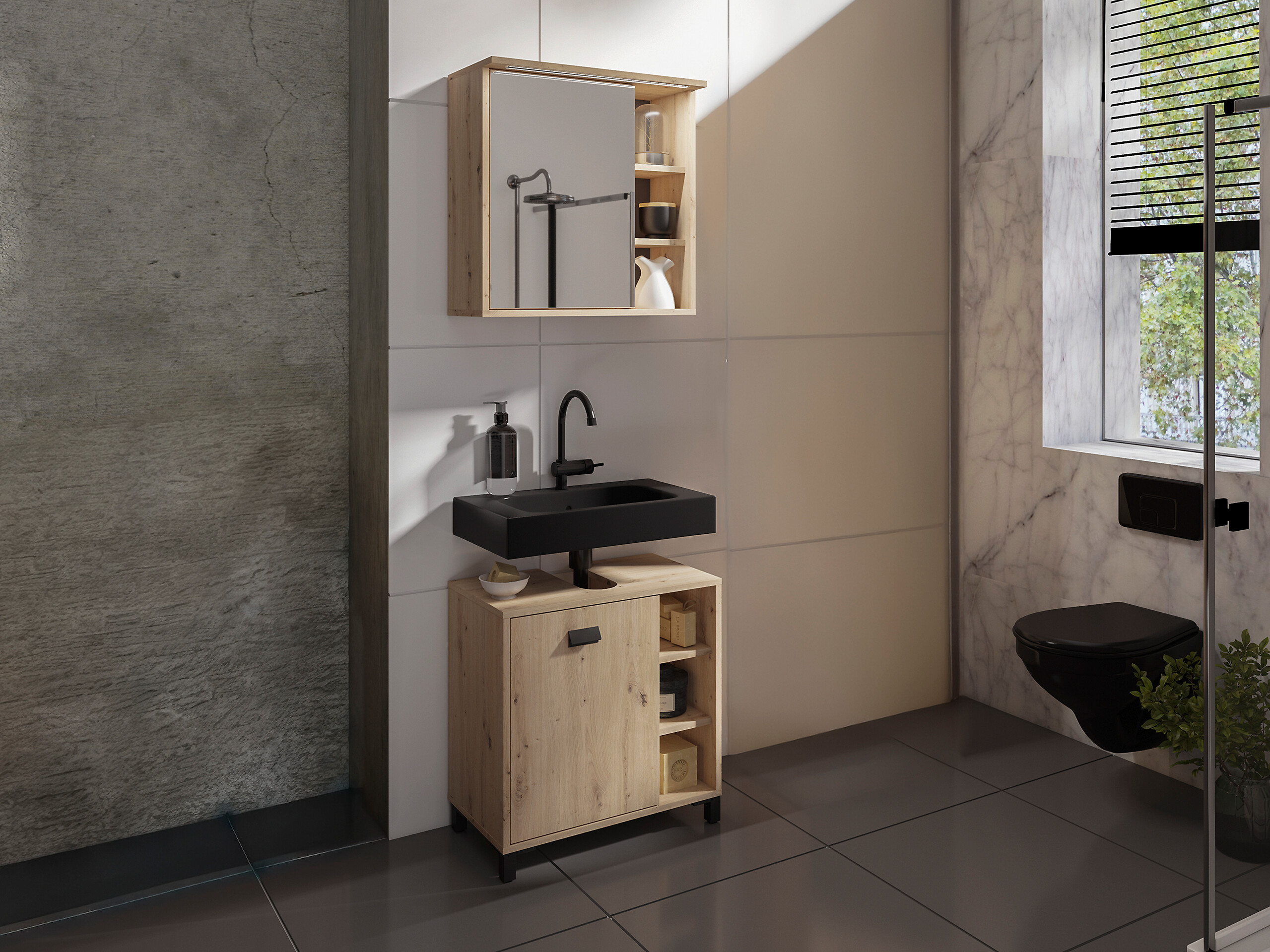 Badezimmer-Set WELLNESS, Set 2-tlg. Eiche