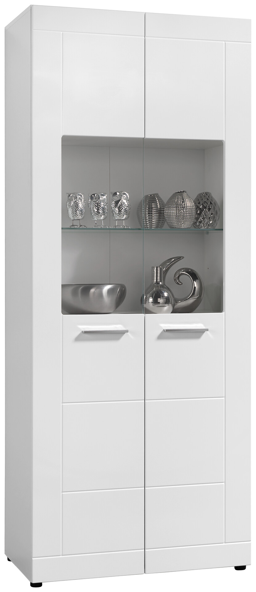 Vitrine Atlanta weiß Hochglanz perlweiß Optik B/H/T: ca. 75x188x40 cm