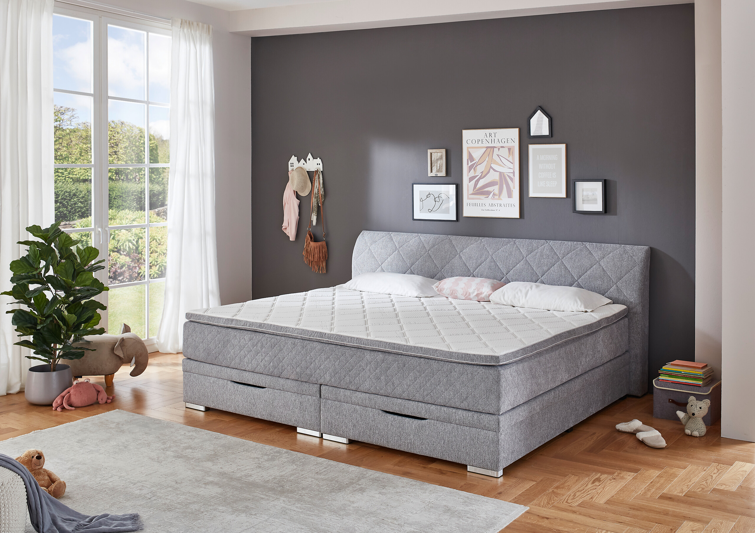 Familienboxbett Korfu silber Liegefläche B/L: ca. 240x200 cm