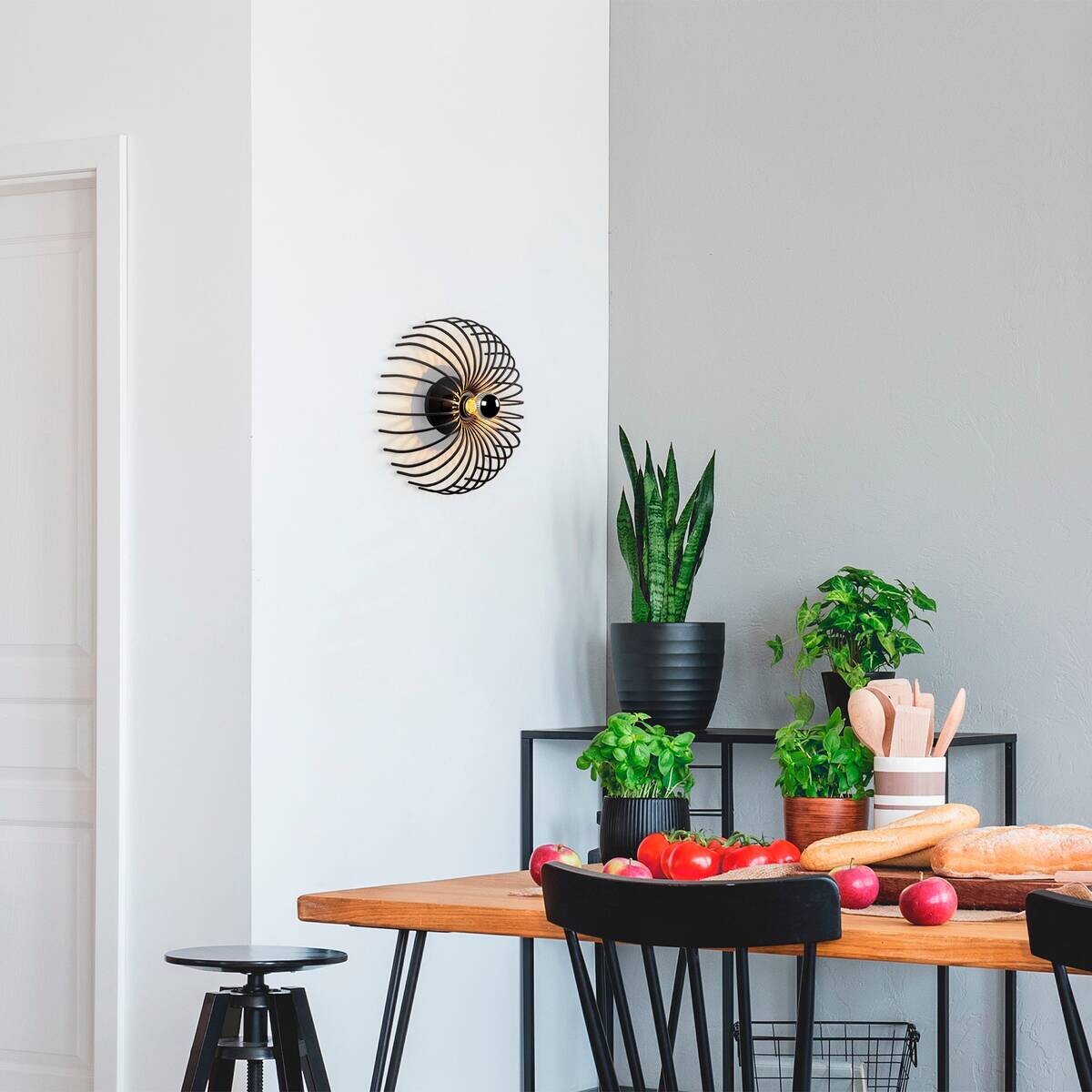 Opviq Wandleuchte schwarz Metall B/H/L: ca. 12x36x12 cm E27 1 Brennstellen