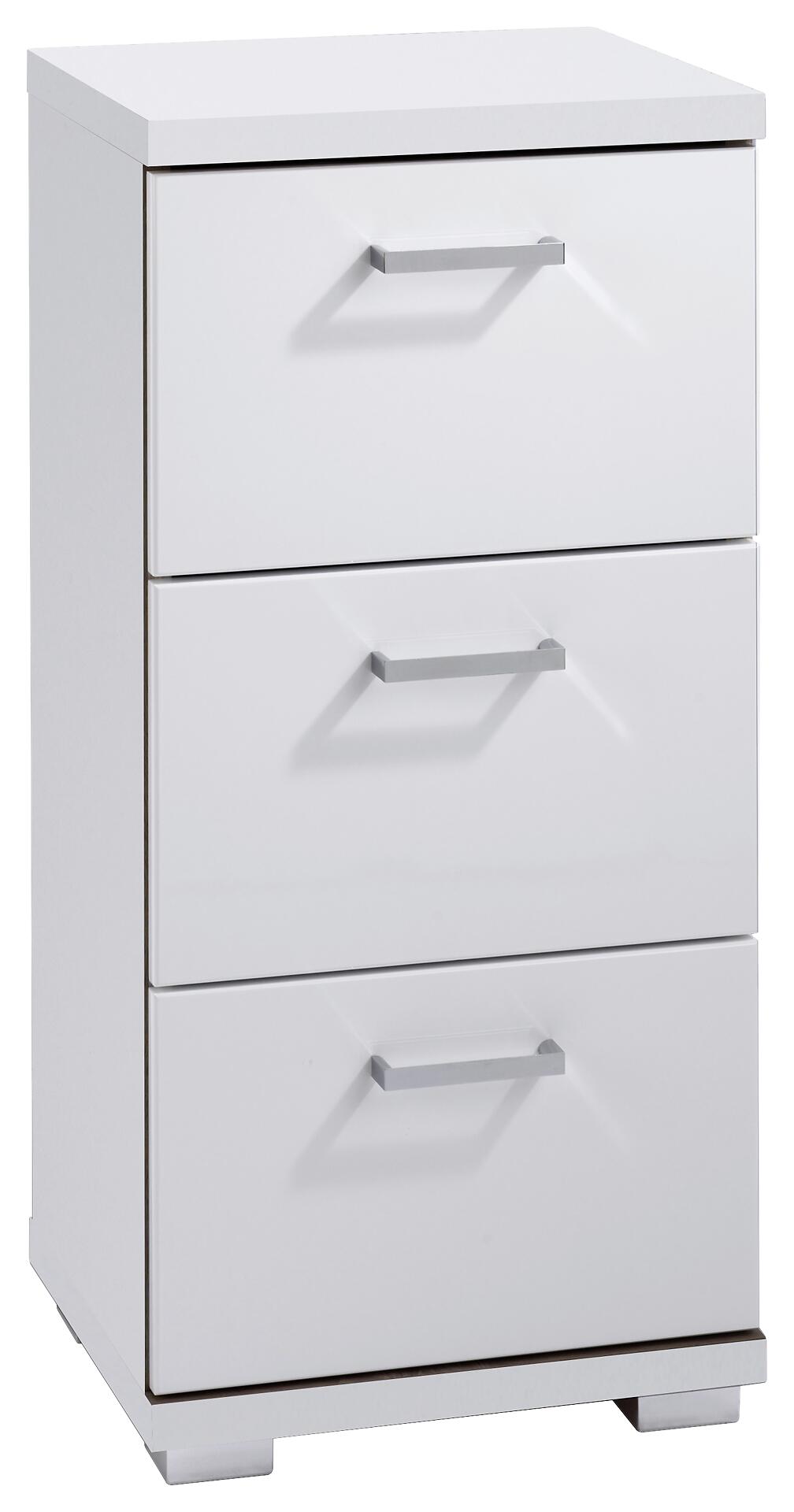 Schrank NEBRASKA weiß weiß Lack Hochglanz silber verchromt B/H/T: ca. 35,5x74x31,5 cm