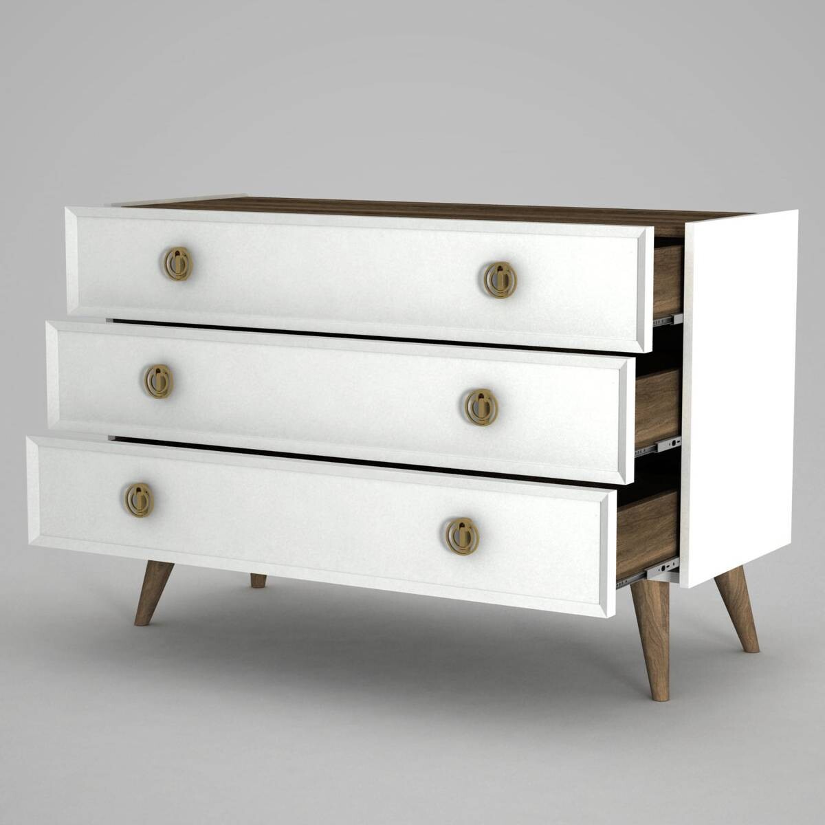 Kommode Nadya weiß walnuss Nachbildung B/H/T: ca. 120,4x80,3x36 cm