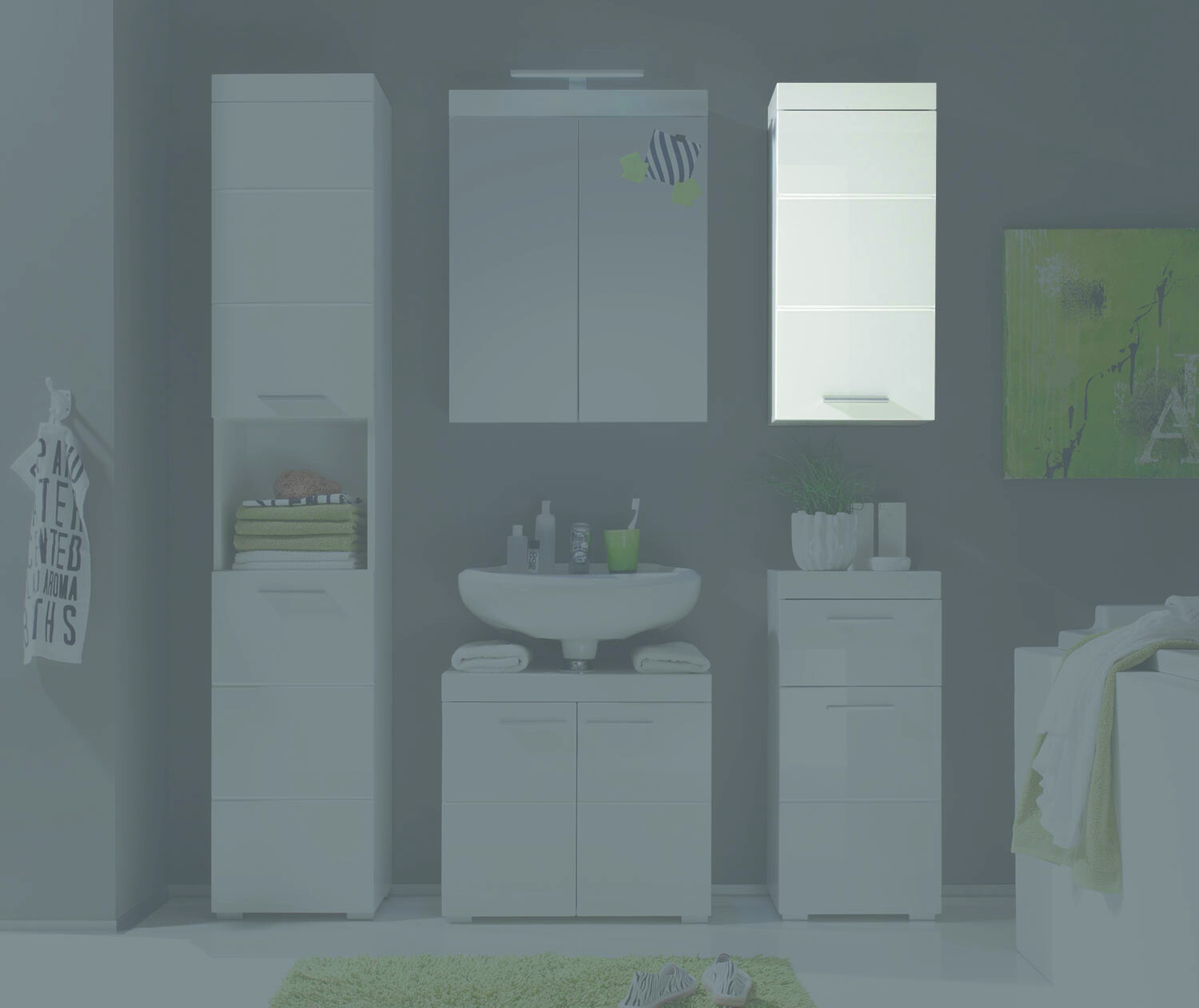 Badhängeschrank Amanda weiß weiß Hochglanz B/H/T: ca. 37x77x23 cm