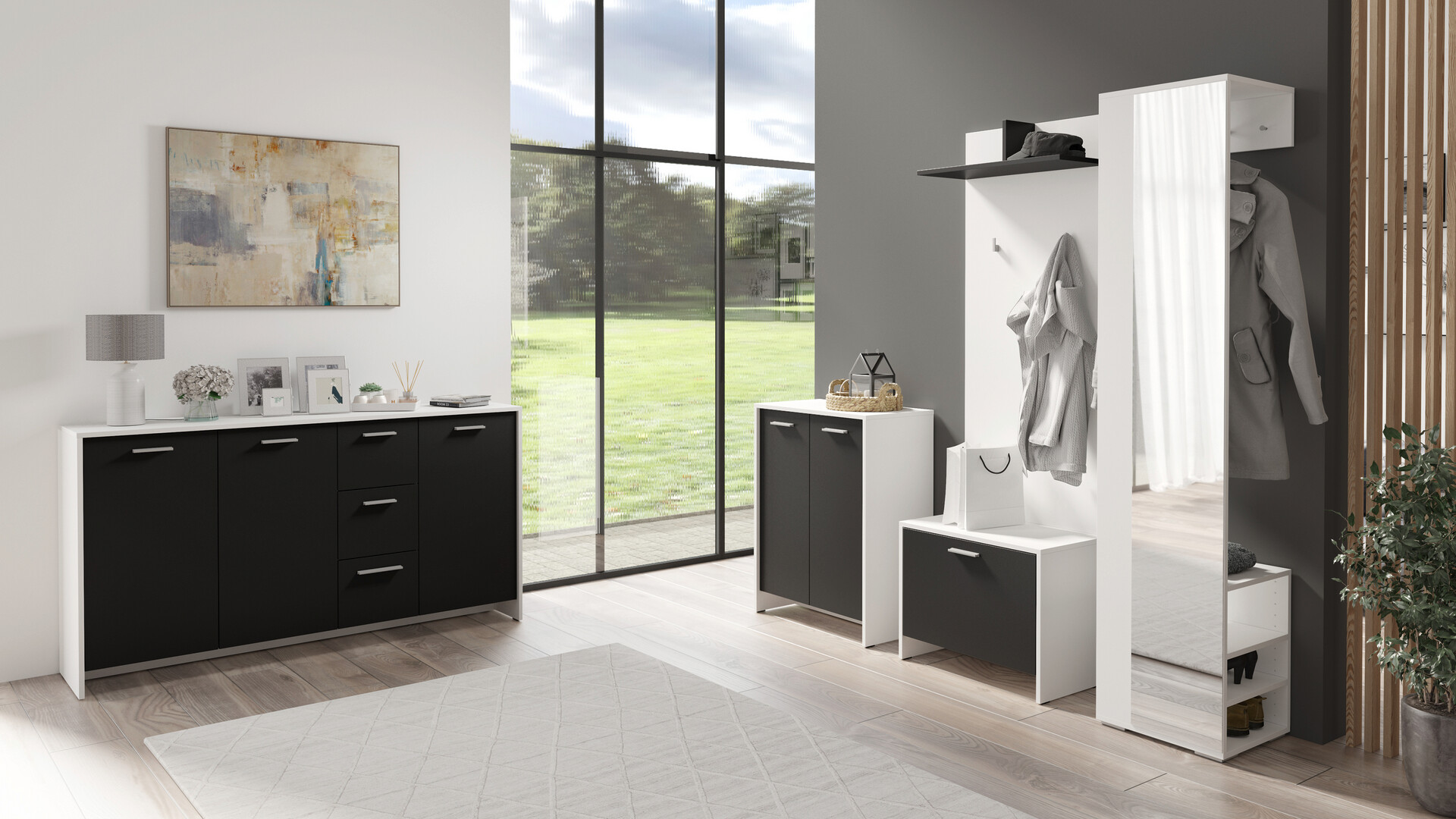 Sitzbank BEN weiß schwarz B/H/T: ca. 60x48x35 cm